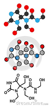 Diazolidinyl urea antimicrobial preservative molecule (formaldehyde releaser Vector Illustration