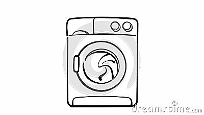 Dibujo De La Lavadora En Blanco Almacen De Video - Vídeo de frente