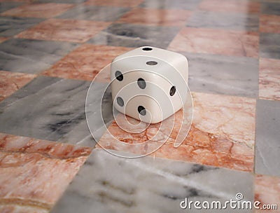 Dice on Chess Board Stock Photo