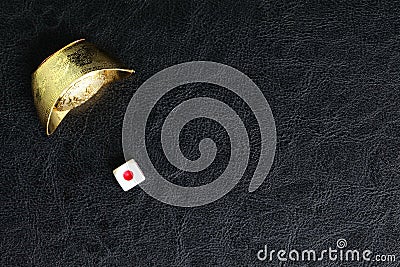 Dice and Chinese gold Stock Photo