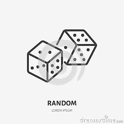 Dice cubes line icon, vector pictogram of craps game. Lucky chance illustration, casino gambling sign Vector Illustration