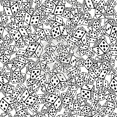 Dice cubes seamless pattern. Vector illustration Vector Illustration