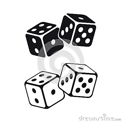 Dice cubes on white background. Vector Illustration