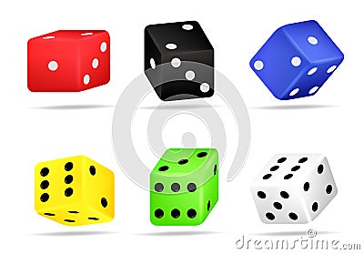 Realistic 3d rolling dice Vector Illustration