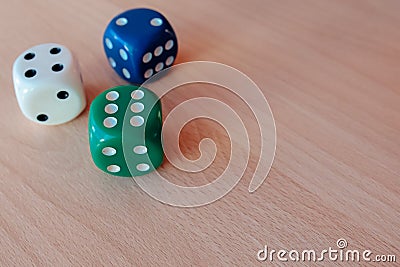 Dice of different colors in different combinations Stock Photo