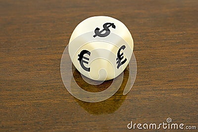 Dice (dollar, euro, pound) Stock Photo