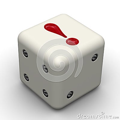 Dice with exclamation point Stock Photo