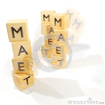 Dice falling over and teams Stock Photo
