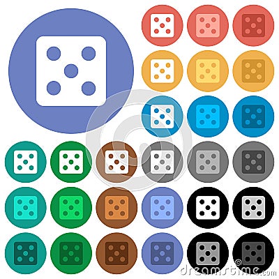Dice five round flat multi colored icons Stock Photo