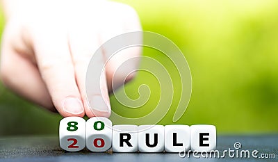 Dice form the expression Dice form the expression `80 20 rule` also known as the Pareto principle. Stock Photo