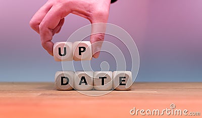 Dice form the word `UPDATE` Stock Photo