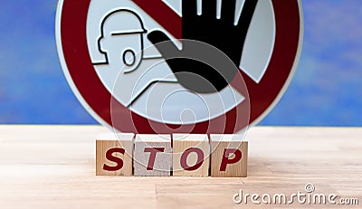 Dice forming the word `stop` Stock Photo