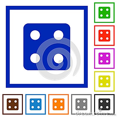 Dice four flat framed icons Stock Photo