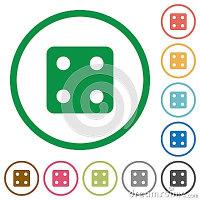 Dice four flat icons with outlines Stock Photo