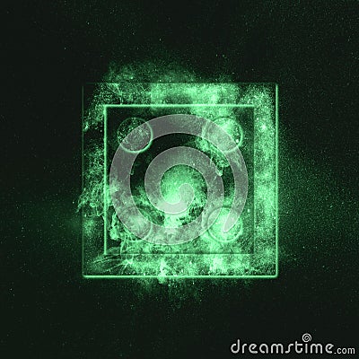 Dice Four at top. Green symbol Stock Photo