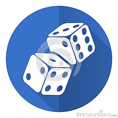Dice, game, casino blue flat design vector icon, concept illustration Vector Illustration