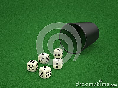 Dice game. Combination of dice - Full House Stock Photo