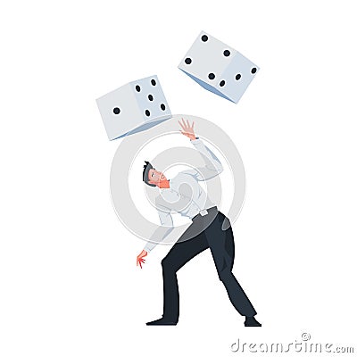 Dice Gaming Addiction Composition Vector Illustration