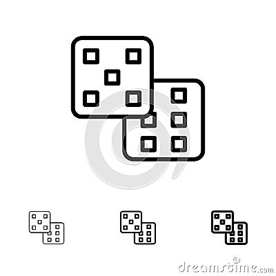 Dice, Gaming, Probability Bold and thin black line icon set Vector Illustration