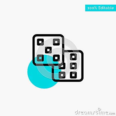 Dice, Gaming, Probability turquoise highlight circle point Vector icon Vector Illustration