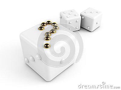 Dice with gold question-mark Stock Photo