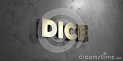 Dice - Gold sign mounted on glossy marble wall - 3D rendered royalty free stock illustration Cartoon Illustration