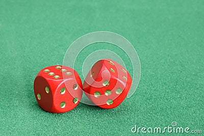 Dice with golden points closed up Stock Photo