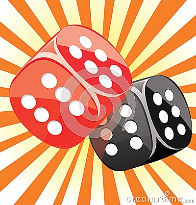 Dice lucky casino gambling game win success Vector Illustration