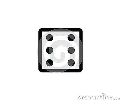 Dice playing hazard gamble competition symbol number six 6 Vector Illustration