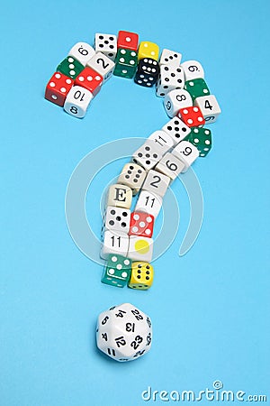 Dice in Question Mark Shape Stock Photo