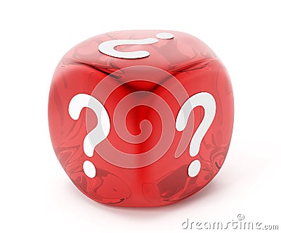 Dice with question mark symbol Stock Photo