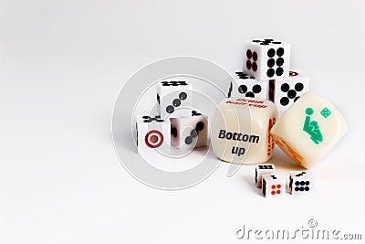 Dice sex game. Play love games with exotics sex dice. Stock Photo