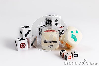 Dice sex game. Play love games with exotics sex dice. Stock Photo