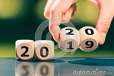 Dice symbolize the change to the new year 2020 Stock Photo