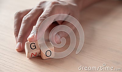 Dice with text for illustration of `GO or NO` words Cartoon Illustration