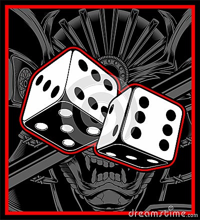 Dice vector black white hand drawing Vector Illustration