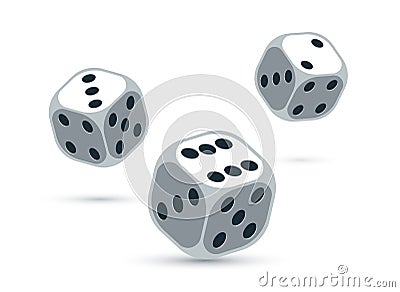 Dice vector 3d objects isolated illustration, gambling games design, board games. Vector Illustration