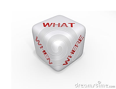 Dice - what, when, where - XL Stock Photo