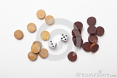 2 dice and wood chess Stock Photo