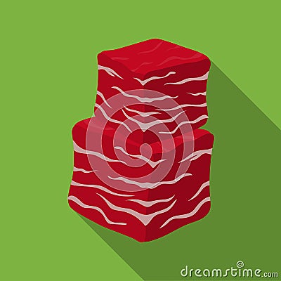 Diced beef icon in flat style isolated on white background. Meats symbol stock vector illustration Vector Illustration