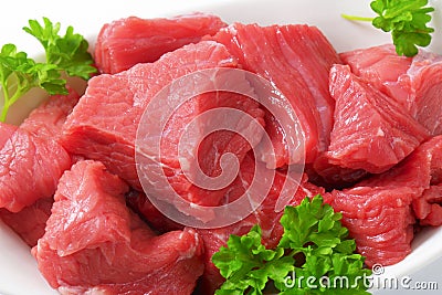 Diced beef Stock Photo