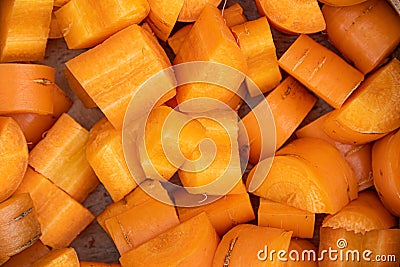 Diced carrots as a background. Healthy food, vitamin salad for vegetarians Stock Photo