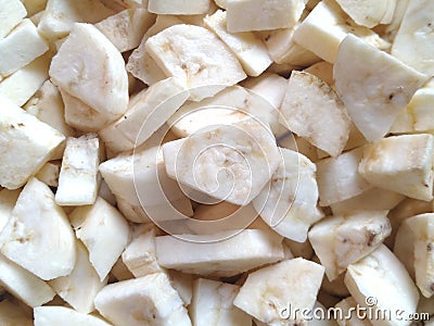 Diced cut plantain banana Stock Photo