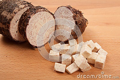 Diced taro Stock Photo