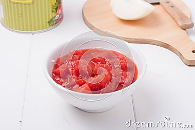 Diced tomatoes, shallow depth of field Stock Photo