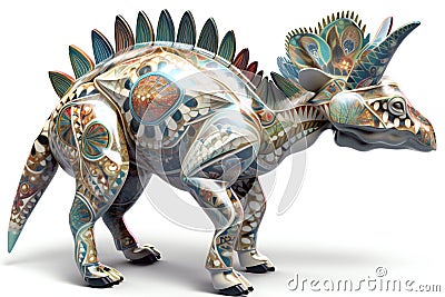 Diceratops dinosaur on white, animals, reptiles & amphibians Cartoon Illustration