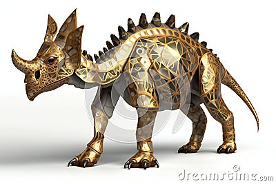 Diceratops dinosaur on white, animals, reptiles & amphibians Cartoon Illustration