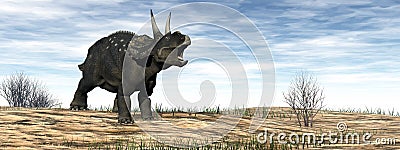 Diceratops nedoceratops dinosaur in the desert - 3D render Stock Photo