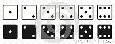 Dices gamble gaming monochrome. Poker cubes Vector set Vector Illustration