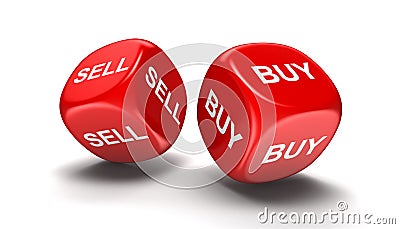 Dices with sell, buy Stock Photo